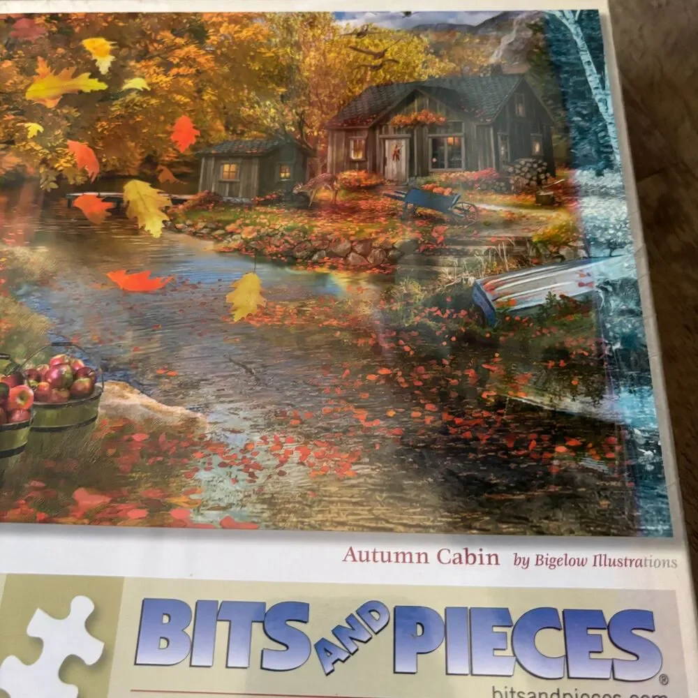 Bits and Pieces Autumn Cabin 1000 Piece Jigsaw Puzzle Bigelow Illustrations Seal